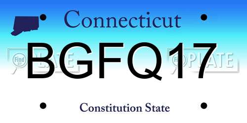BGFQ17 Connecticut License Plate