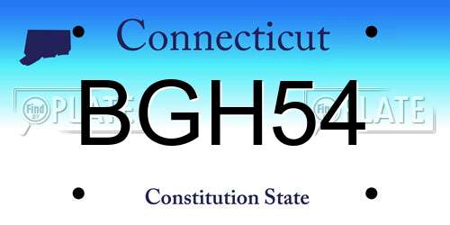 BGH54 Connecticut License Plate