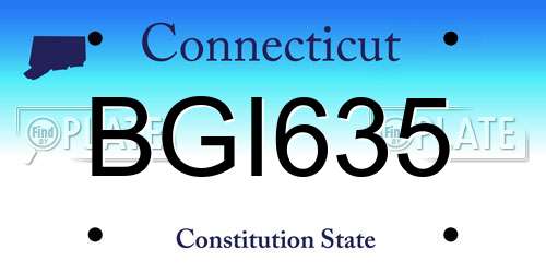 BGI635 Connecticut License Plate