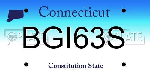 BGI63S Connecticut License Plate
