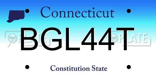 BGL44T Connecticut License Plate