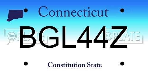 BGL44Z Connecticut License Plate