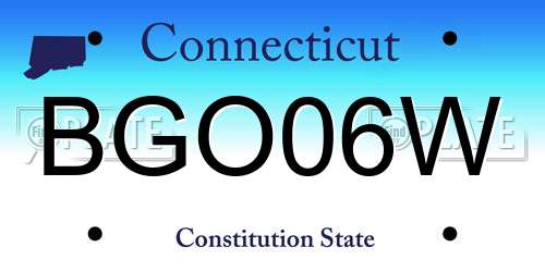 BGO06W Connecticut License Plate