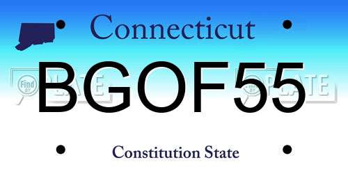 BGOF55 Connecticut License Plate