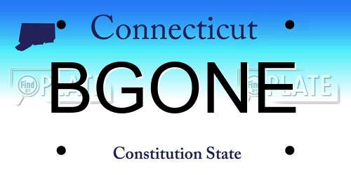 BGONE Connecticut License Plate