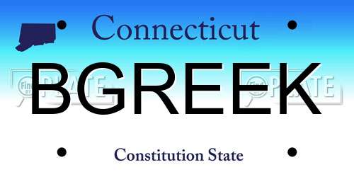 BGREEK Connecticut License Plate