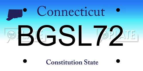 BGSL72 Connecticut License Plate
