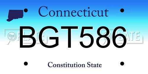 BGT586 Connecticut License Plate