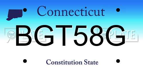 BGT58G Connecticut License Plate