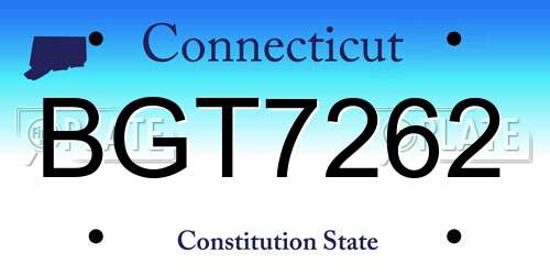 BGT7262 Connecticut License Plate