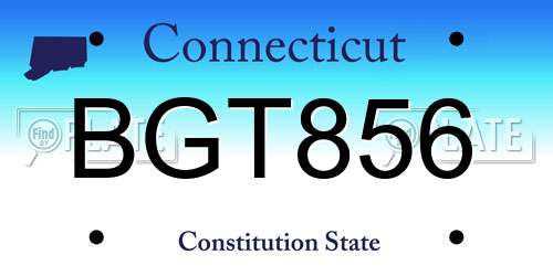 BGT856 Connecticut License Plate