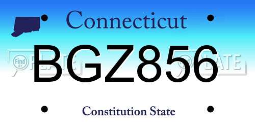 BGZ856 Connecticut License Plate