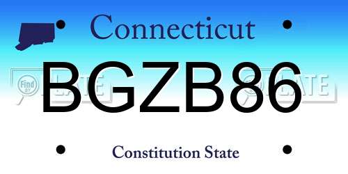 BGZB86 Connecticut License Plate