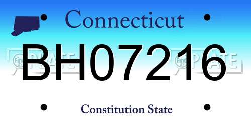 BH07216 Connecticut License Plate