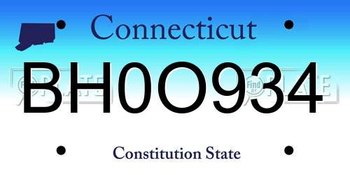 BH0O934 Connecticut License Plate