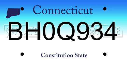 BH0Q934 Connecticut License Plate