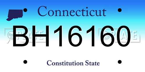 BH16160 Connecticut License Plate
