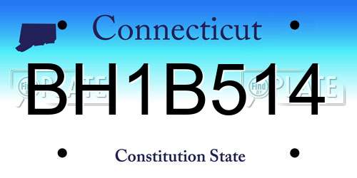 BH1B514 Connecticut License Plate