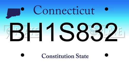 BH1S832 Connecticut License Plate