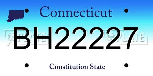 BH22227 Connecticut License Plate
