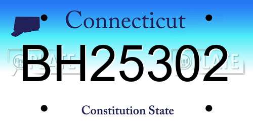 BH25302 Connecticut License Plate