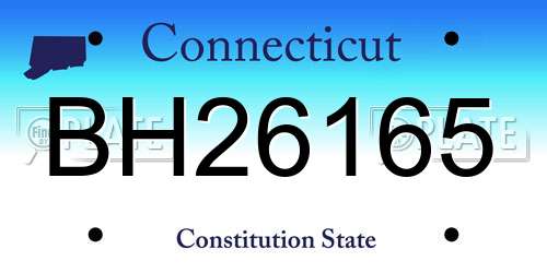 BH26165 Connecticut License Plate