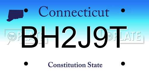 BH2J9T Connecticut License Plate