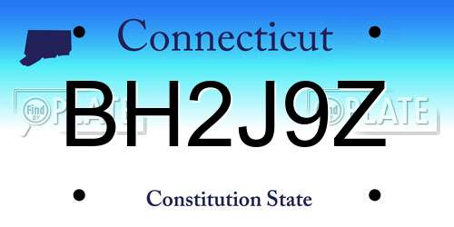 BH2J9Z Connecticut License Plate