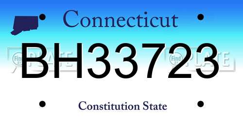 BH33723 Connecticut License Plate