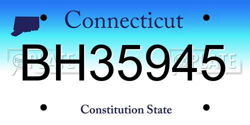BH35945 Connecticut License Plate