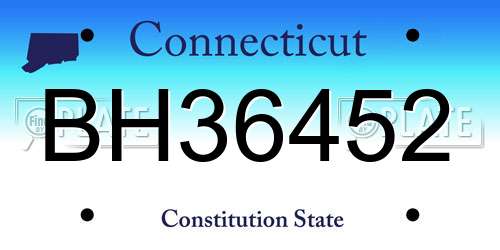 BH36452 Connecticut License Plate