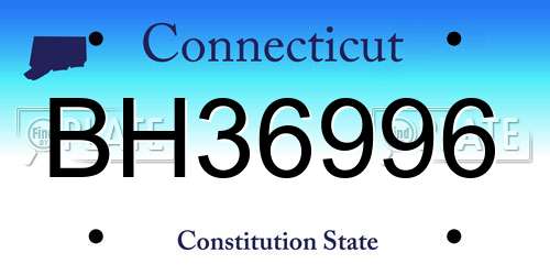 BH36996 Connecticut License Plate