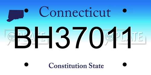 BH37011 Connecticut License Plate