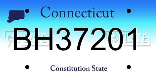 BH37201 Connecticut License Plate