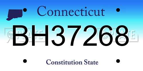 BH37268 Connecticut License Plate