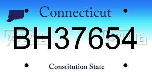 BH37654 Connecticut License Plate