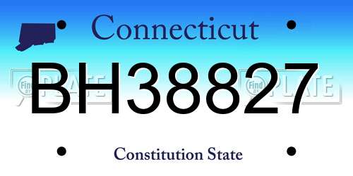 BH38827 Connecticut License Plate