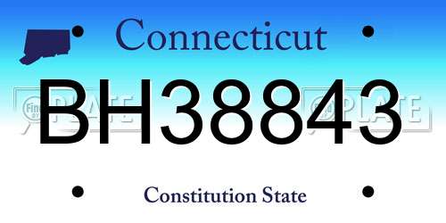 BH38843 Connecticut License Plate