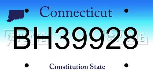 BH39928 Connecticut License Plate
