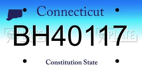 BH40117 Connecticut License Plate