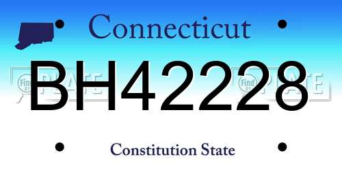 BH42228 Connecticut License Plate