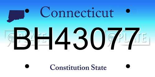 BH43077 Connecticut License Plate