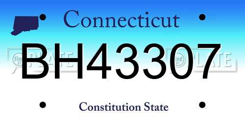 BH43307 Connecticut License Plate