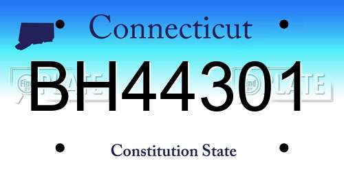 BH44301 Connecticut License Plate