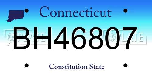 BH46807 Connecticut License Plate
