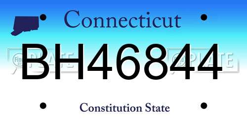 BH46844 Connecticut License Plate