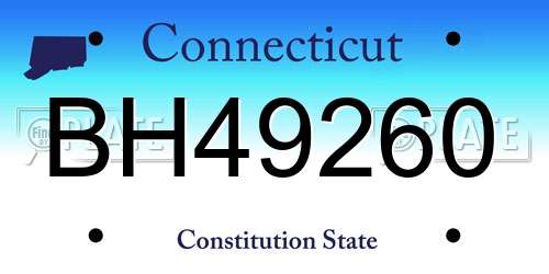 BH49260 Connecticut License Plate