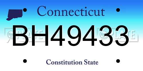 BH49433 Connecticut License Plate