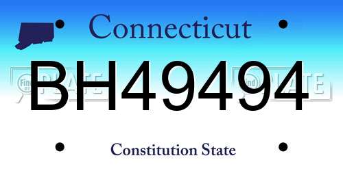 BH49494 Connecticut License Plate
