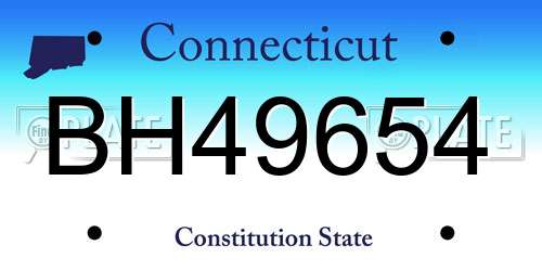 BH49654 Connecticut License Plate